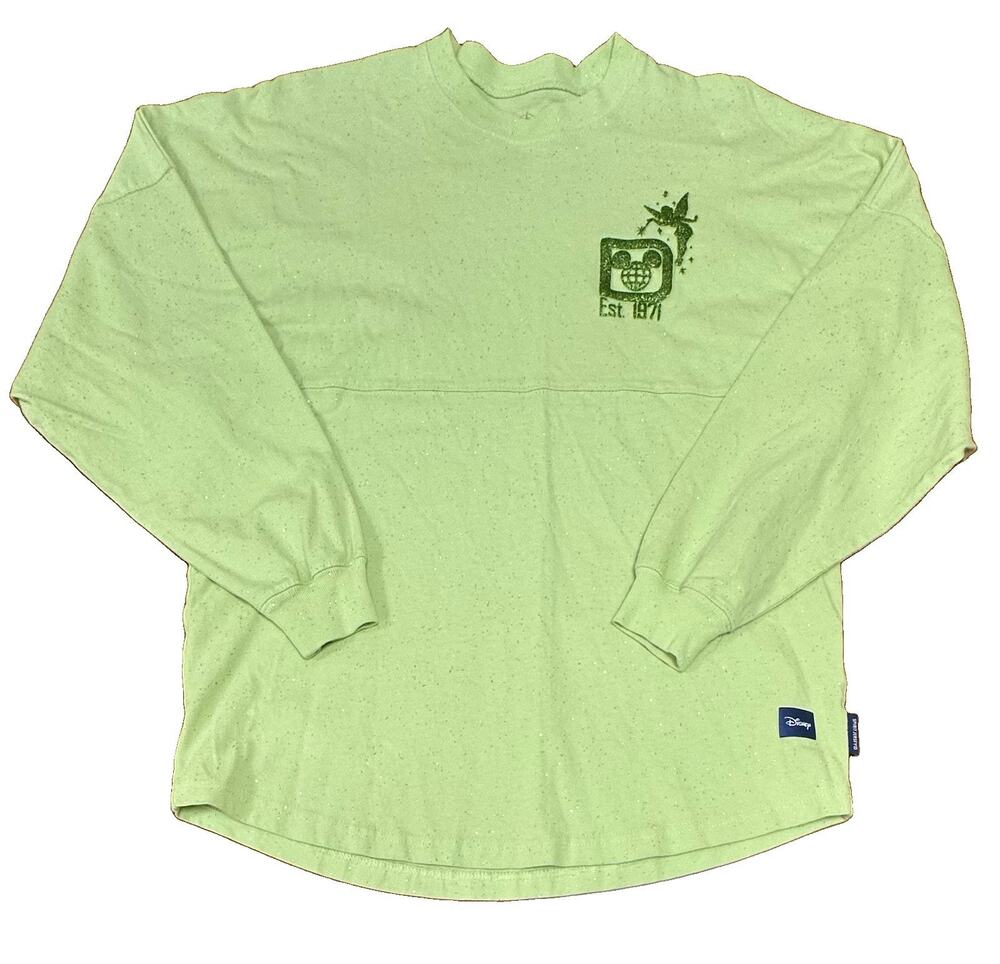 Walt Disney World Tinkerbell Green Spirit Jersey XS Glitter Puff Print Official